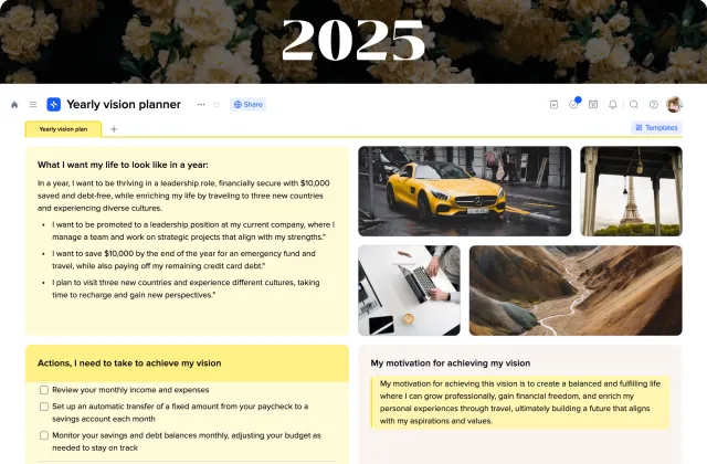 Yearly Vision Board template preview