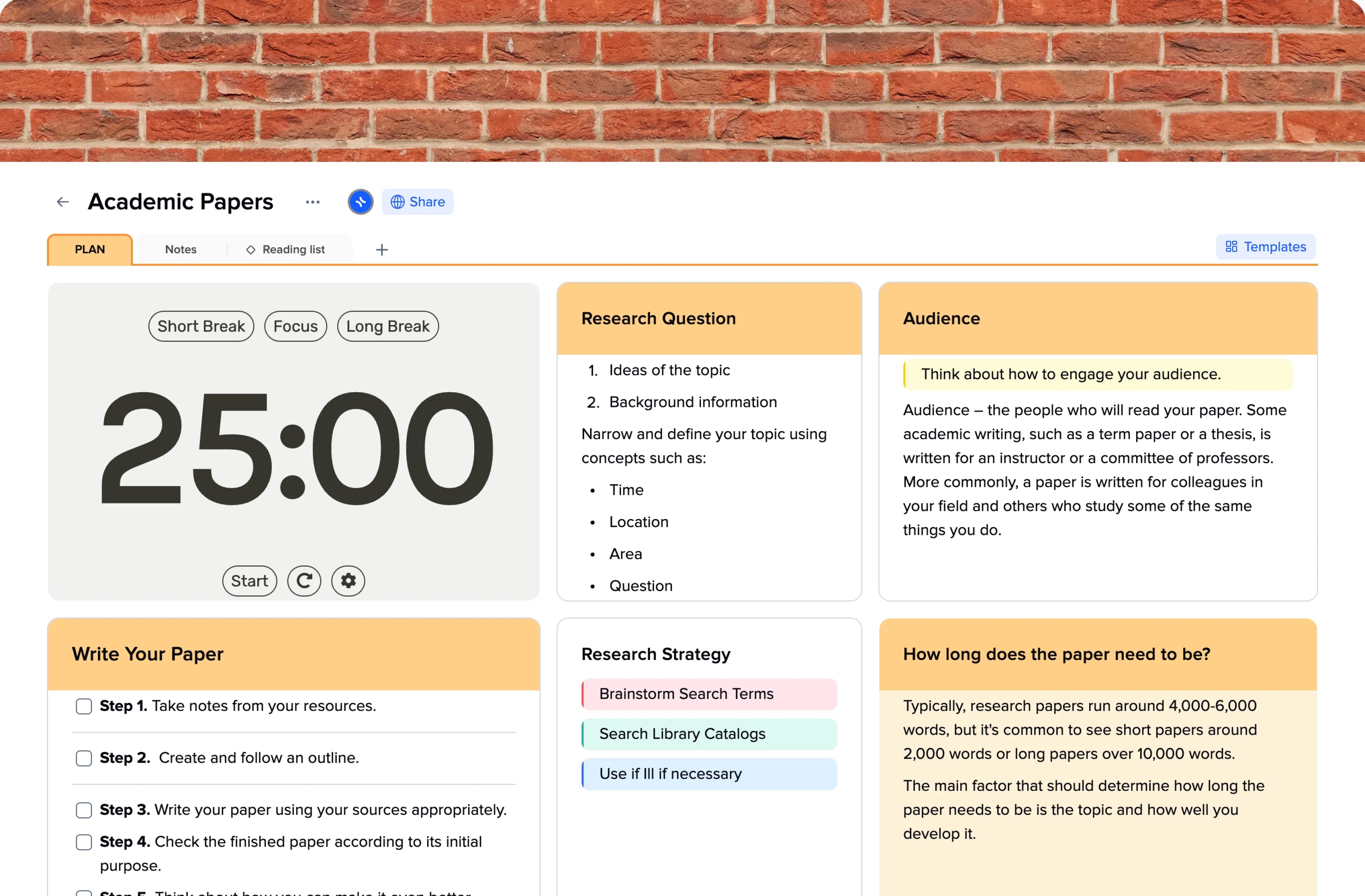 Academic Papers template preview