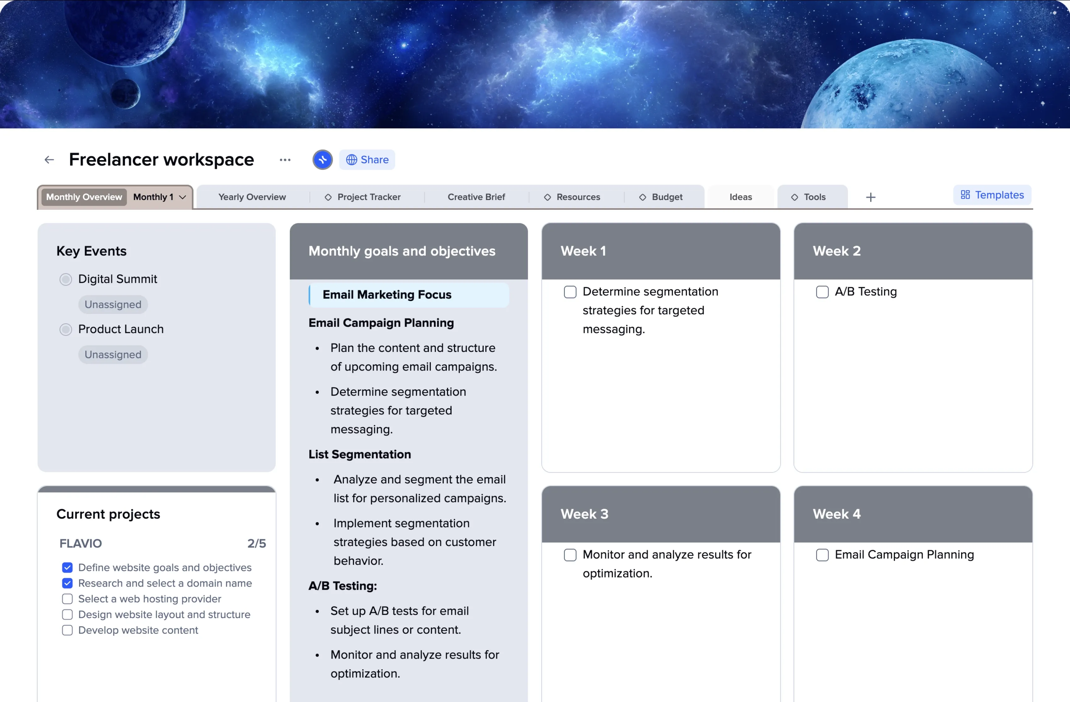 Freelancer Dashboard template preview