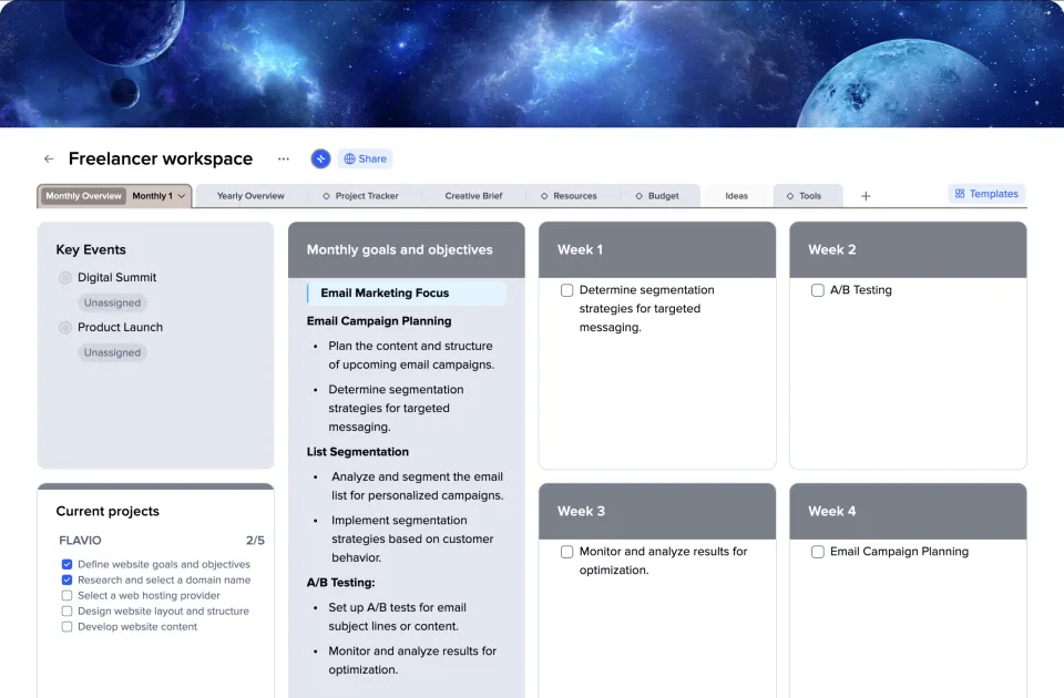 Freelancer Dashboard template preview