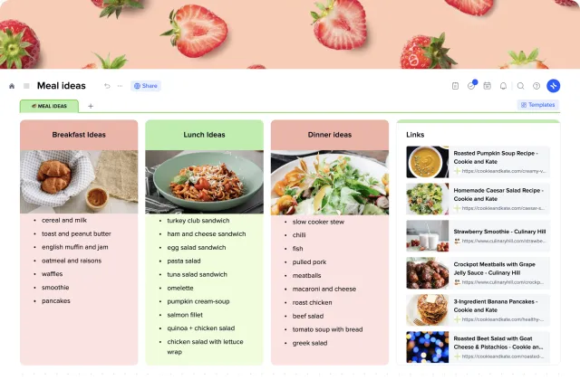Meal ideas template preview