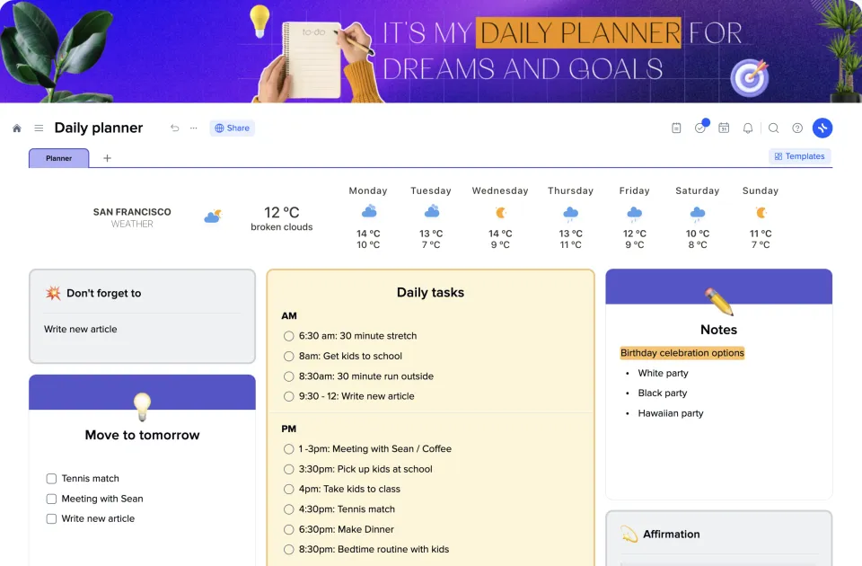 Daily Planner template preview