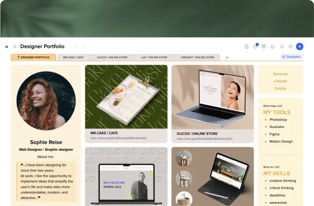 Designer portfolio template preview