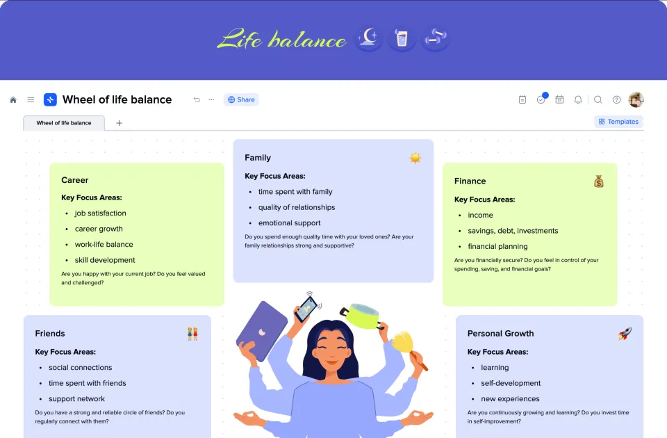 Wheel of Life Balance template preview
