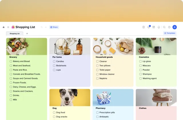 Shopping List template preview