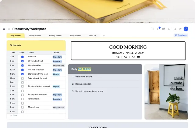 Productivity Workspace template preview