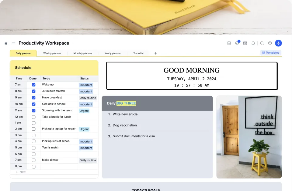 Productivity Workspace template preview