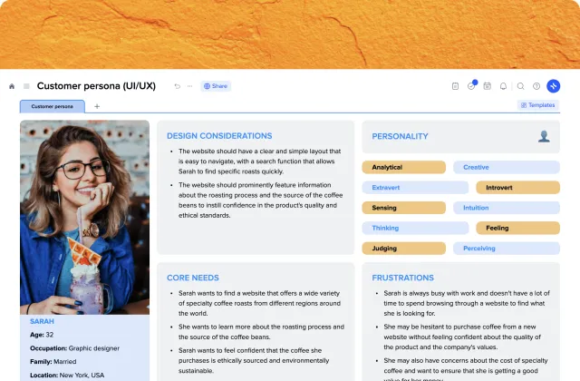 Customer Persona (UI/UX) template preview