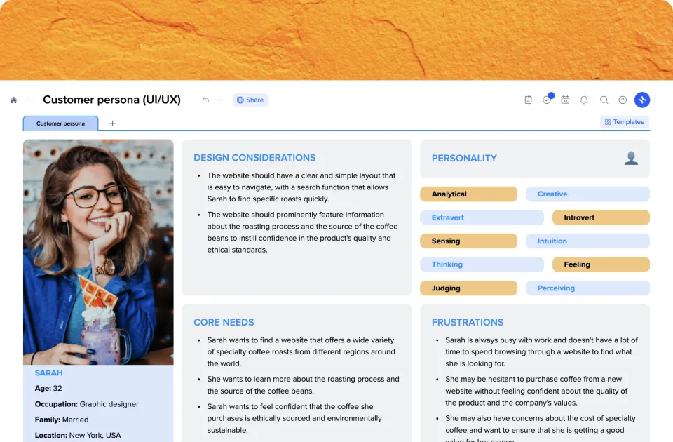 Customer Persona (UI/UX) template preview
