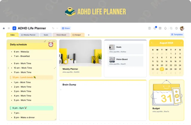 ADHD Life Planner template preview