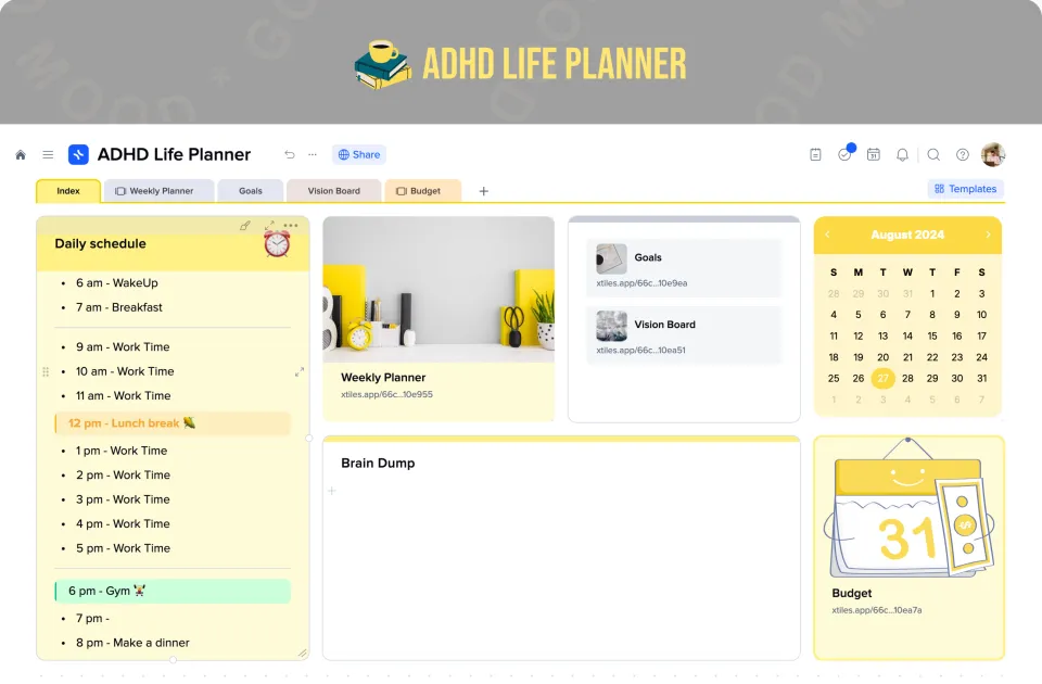 ADHD Life Planner template preview