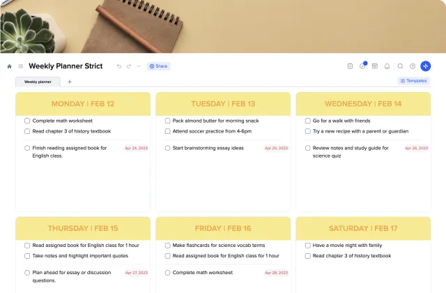 Weekly Planner Strict template preview