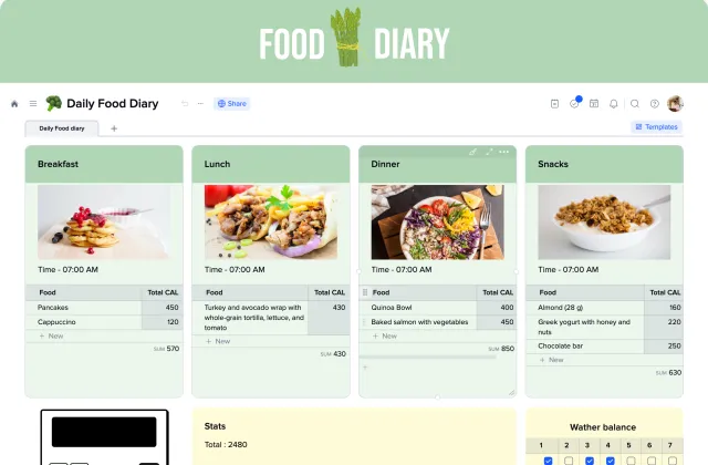 Daily Food Diary Template template preview