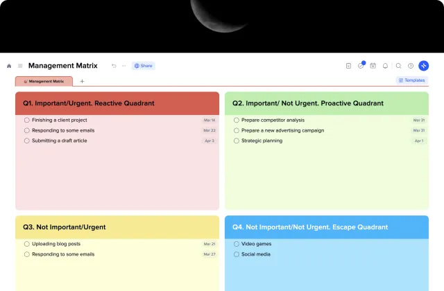 Time Management Matrix template preview
