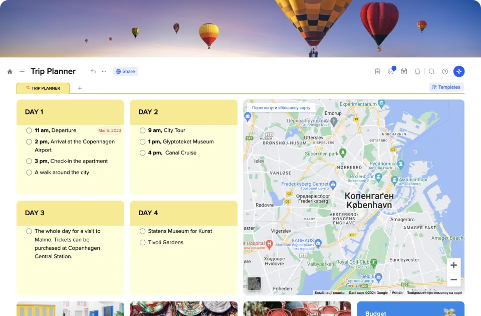 Trip Planner template preview