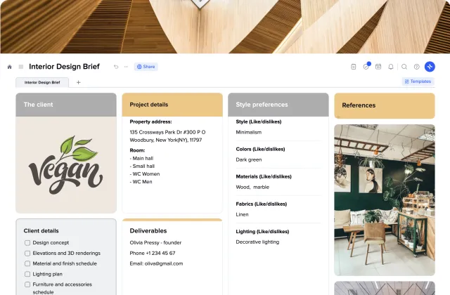 Interior design brief template preview