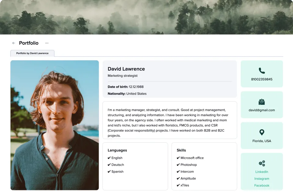 Portfolio layout template preview