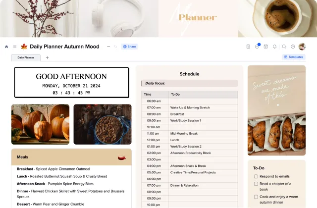 Daily Planner Autumn Mood template preview