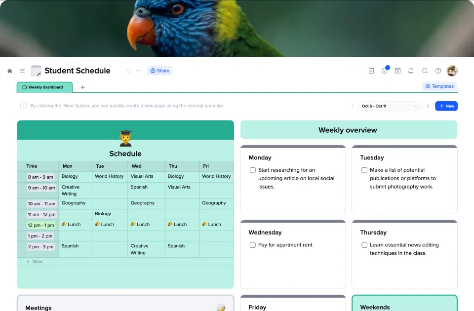 Student Schedule template preview