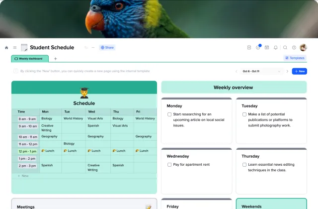 Student Schedule template preview