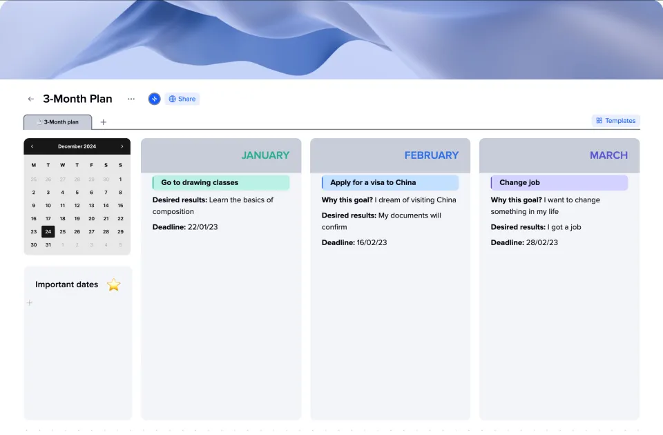 3 Month Plan template preview