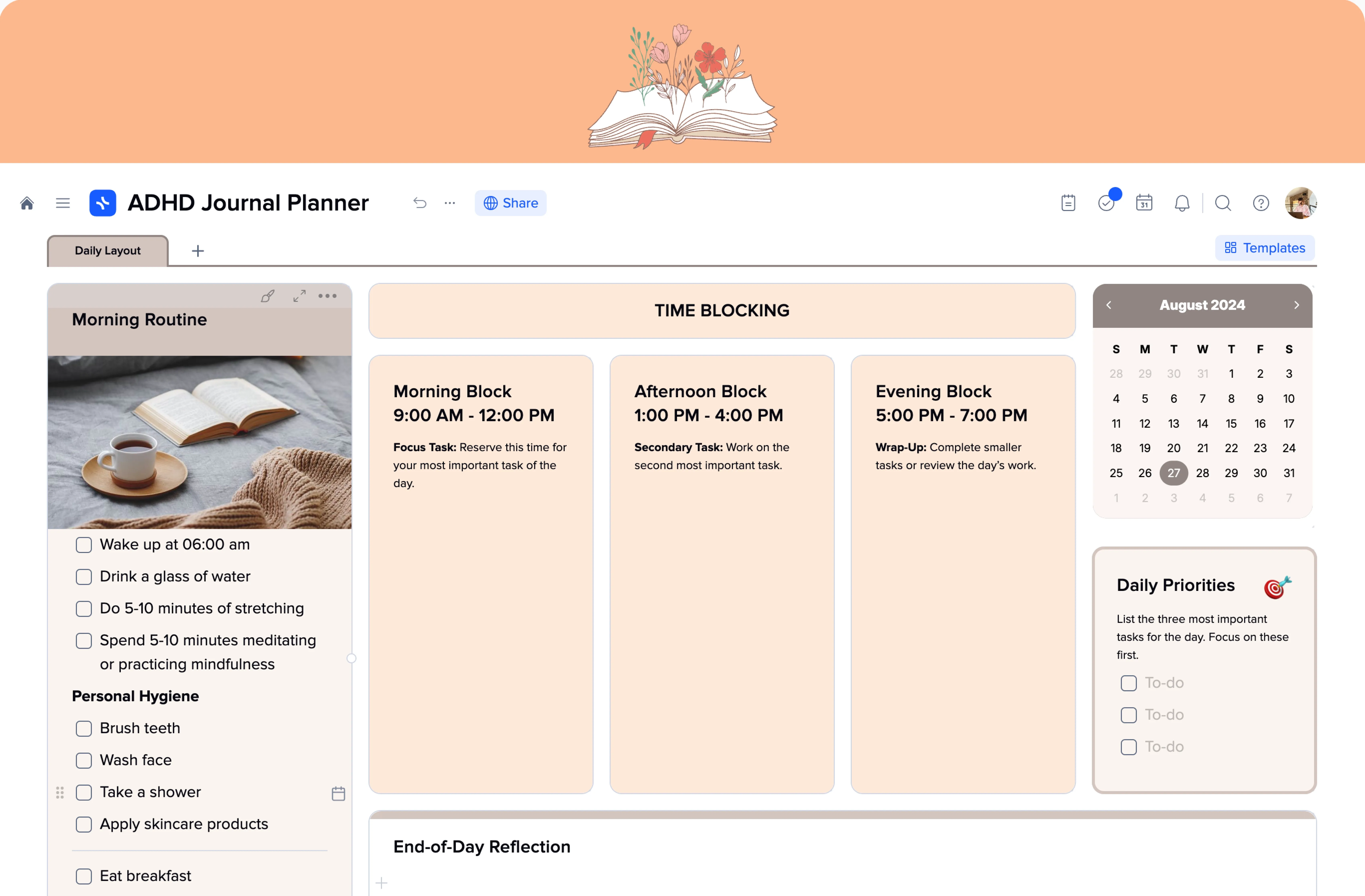 ADHD Journal Planner template preview