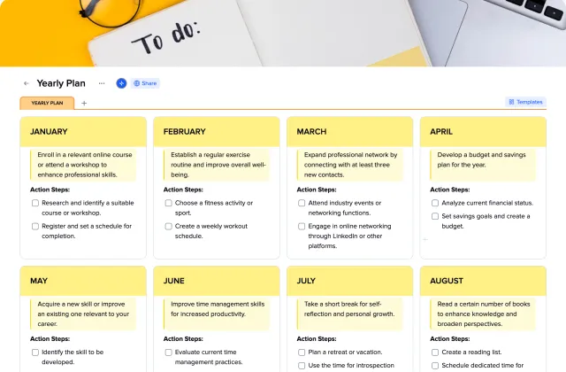 Yearly Plan template preview