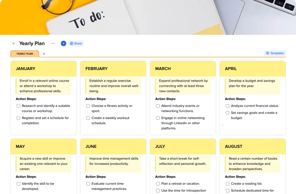 Yearly Plan template preview