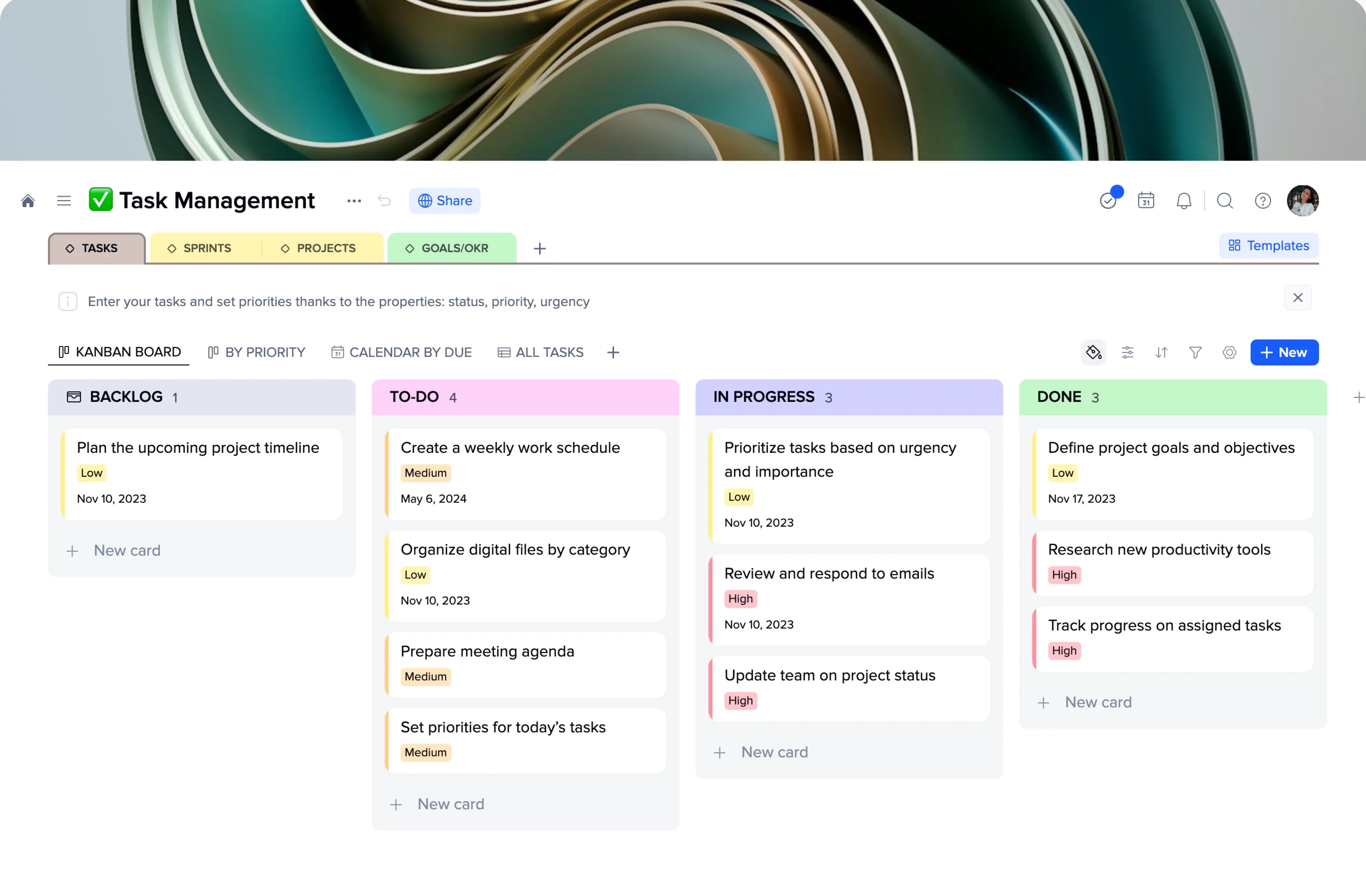 Task Management template preview