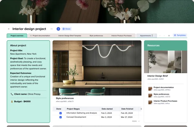 Interior design project template preview