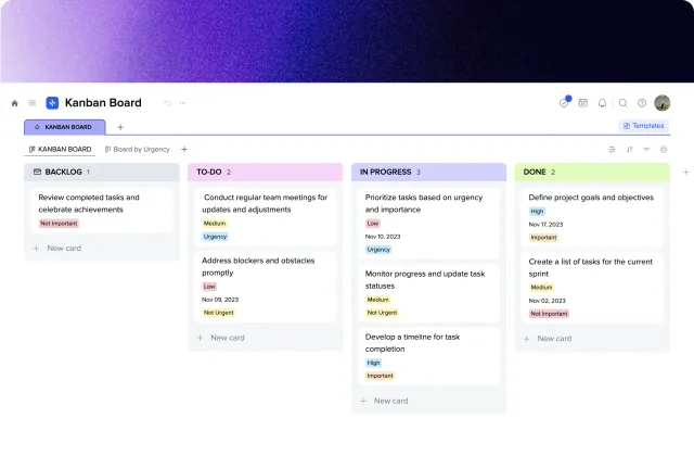 Kanban board template preview