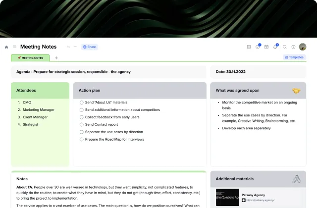 Meeting Notes template preview