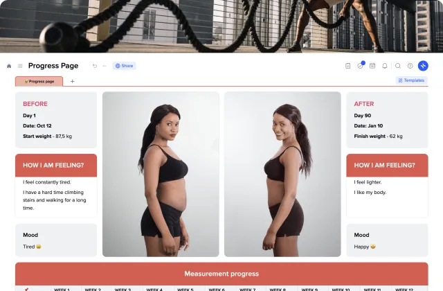 Progress page template preview