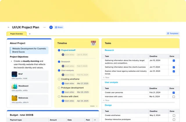 UI/UX Project Plan template preview