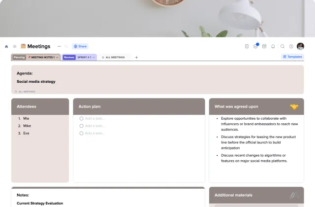 Meetings template preview