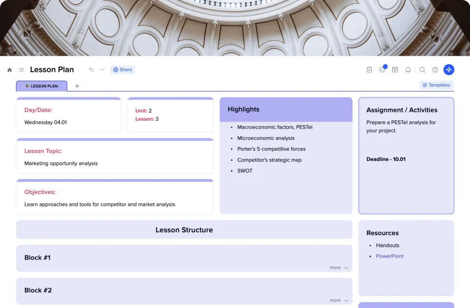 Lesson Plan template preview