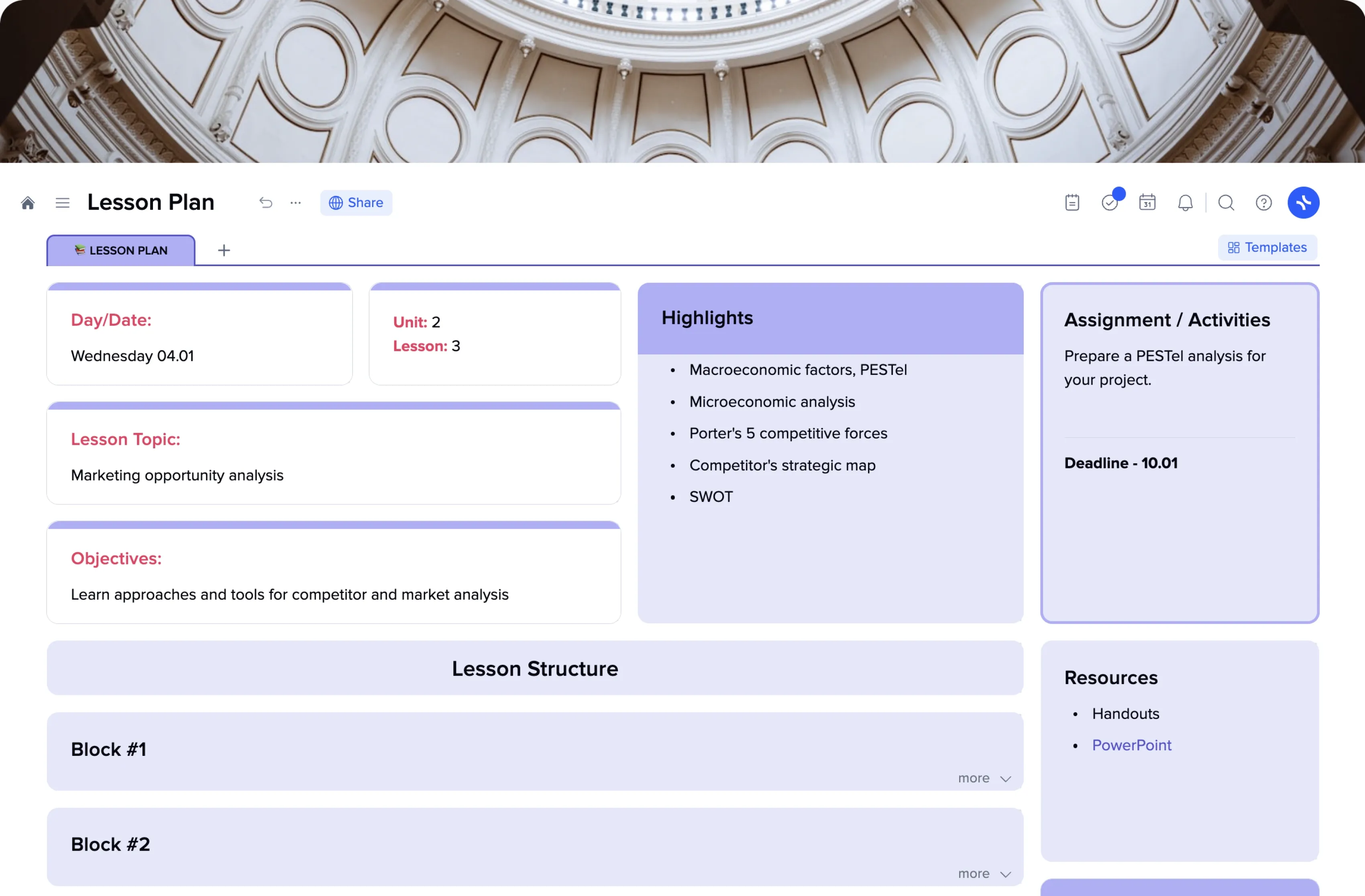 Lesson Plan template preview