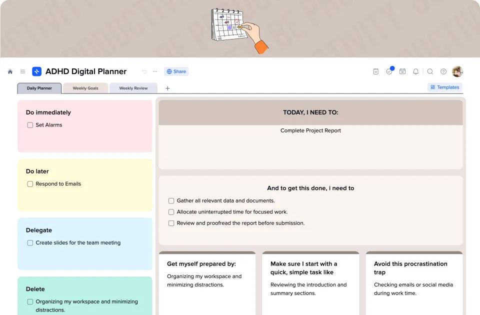 ADHD Digital Planner template preview