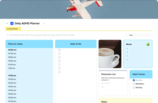Daily ADHD Planner template preview