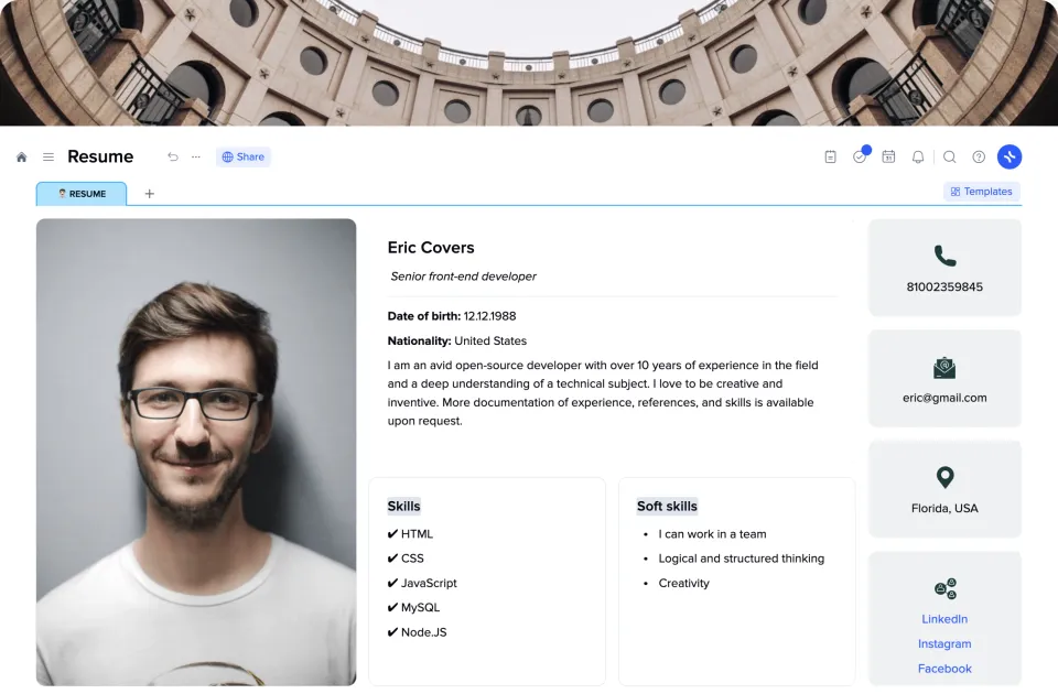 Design resume template preview