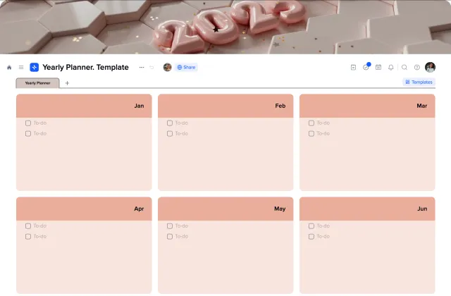 Yearly Planner template preview