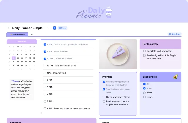 Daily Planner Simple template preview
