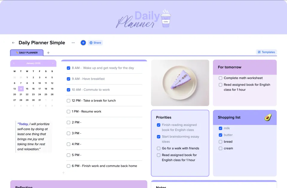 Daily Planner Simple template preview