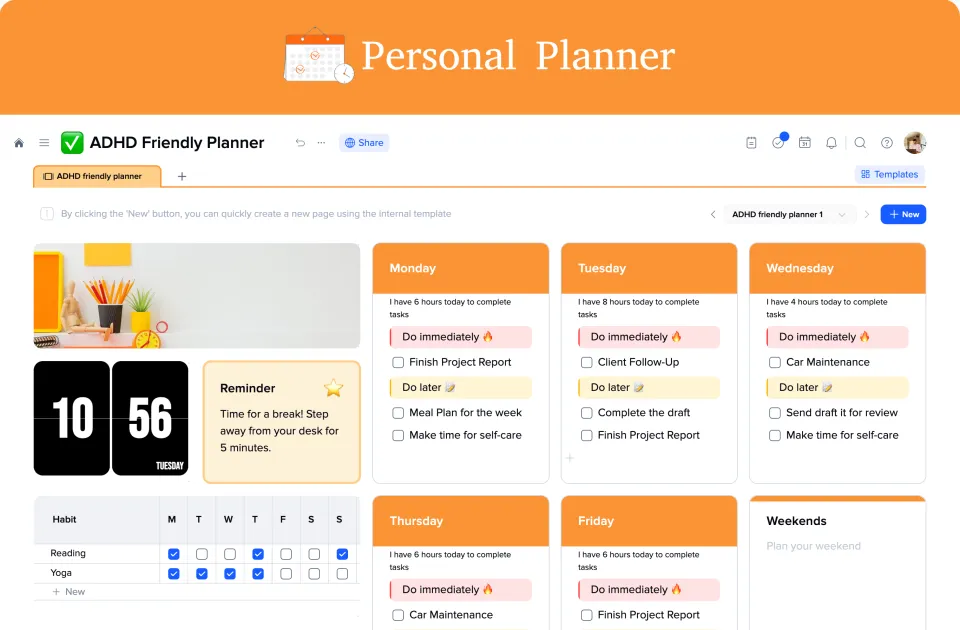ADHD Friendly Planner template preview