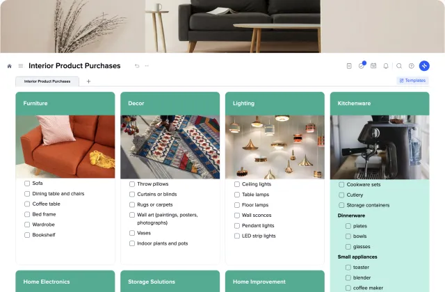 Interior Product Purchases template preview