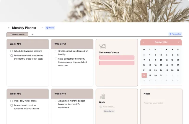 Monthly planner template preview