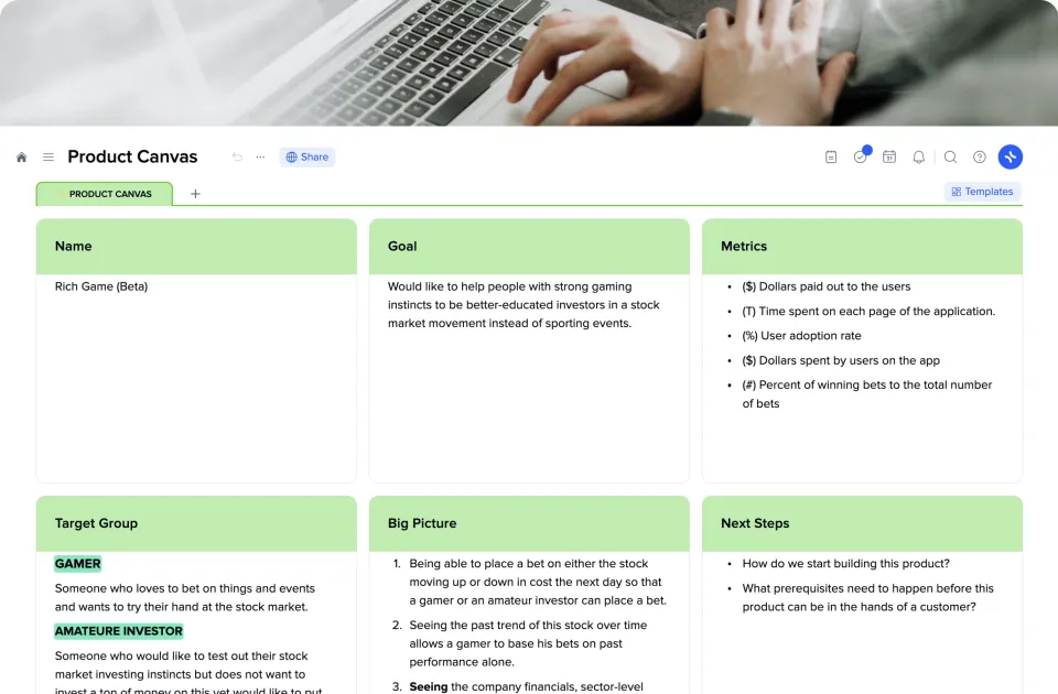Product Canvas template preview