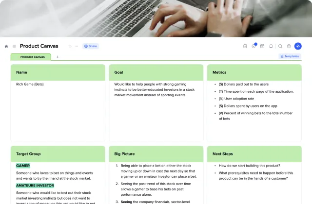 Product Canvas template preview