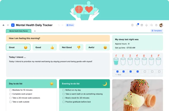 Mental Health Daily Tracker template preview